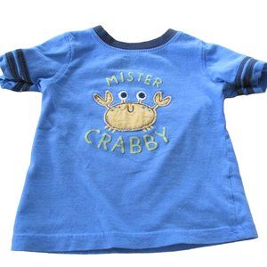 Jumping Beans Pullover T Shirt Toddler Boy 18M Blue Short Sleeve Crabby Crab Tee